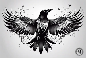 crow tattoo with wings tattoo idea