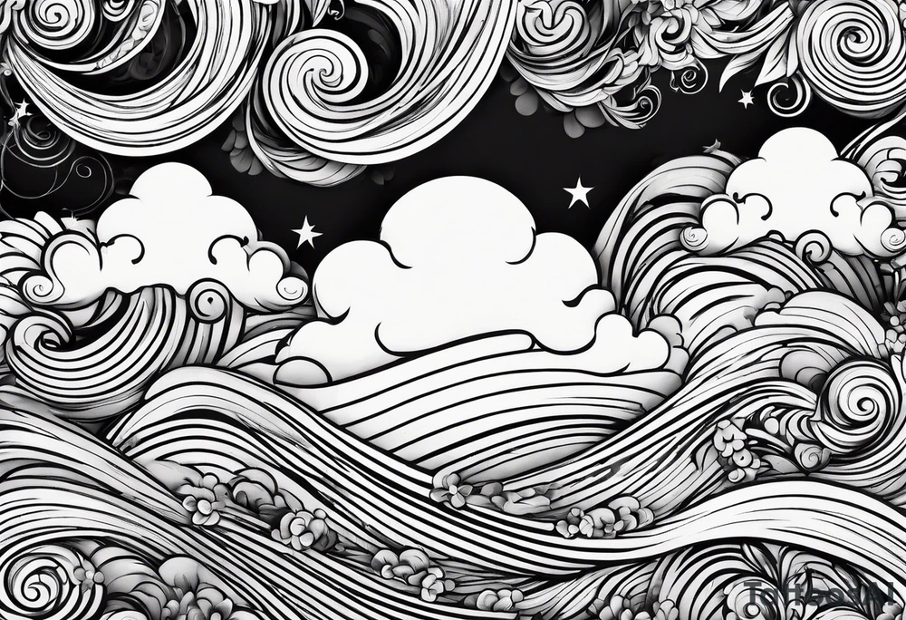 swirly clouds, swirls, minimalist, smooth tattoo idea
