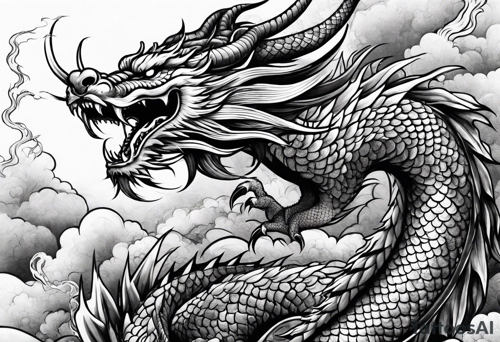 japanese dragon climbing tattoo idea