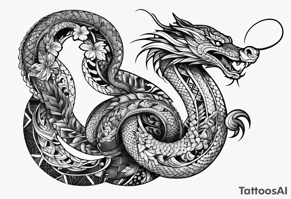 Serpent on Seven number shape tattoo idea
