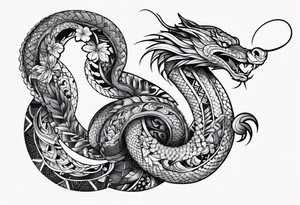 Serpent on Seven number shape tattoo idea