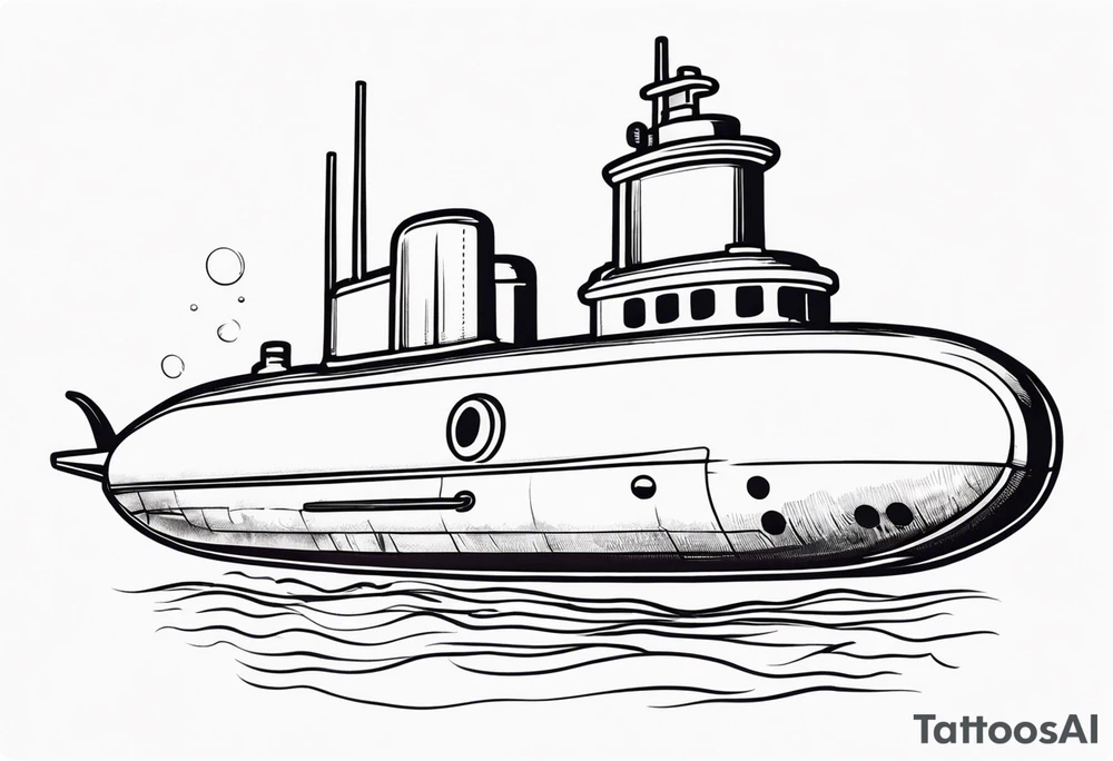 modern submarine surfacing tattoo idea