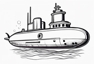 modern submarine surfacing tattoo idea