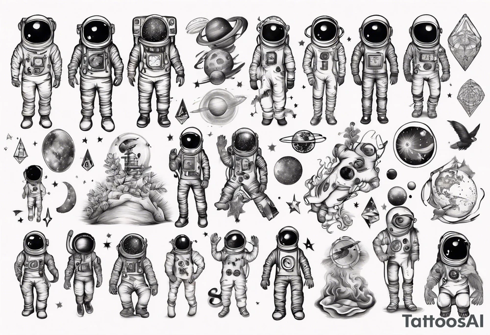 An astronaut with tattoos tattoo idea