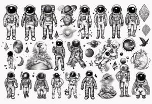 An astronaut with tattoos tattoo idea