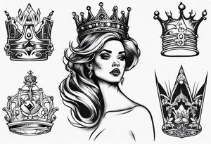 lady with a crown facing to the left tattoo idea
