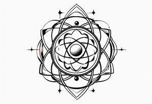 quantum atom with spiritual elements tattoo idea