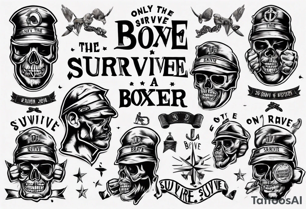 Only the brave survive a boxer with an inscription tattoo idea
