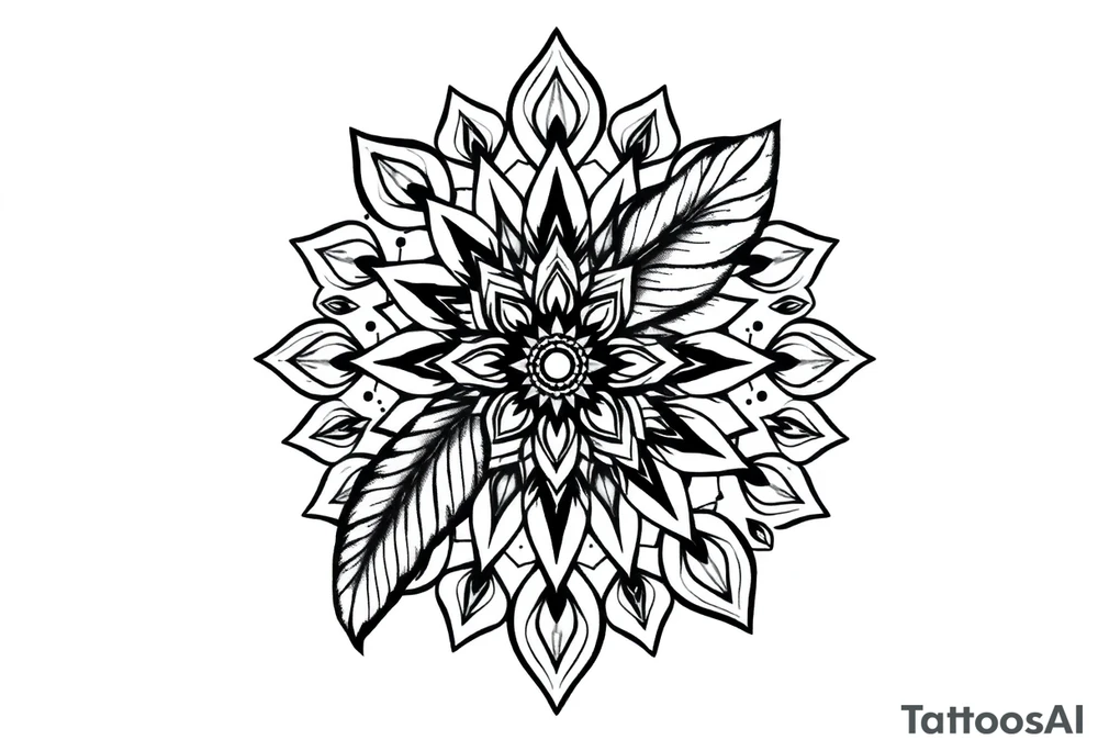 spiritual feather indian mandala shaman tattoo idea