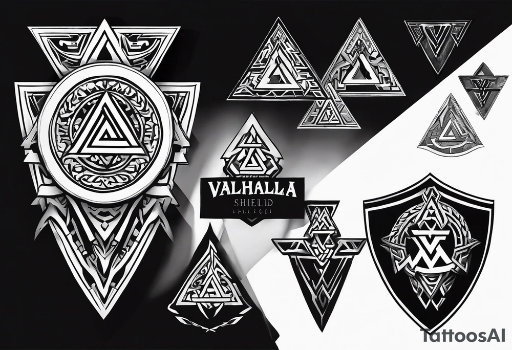Valhalla shield valknut sword axe tattoo idea