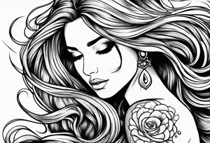 Flowing mermaid hair tattoo idea