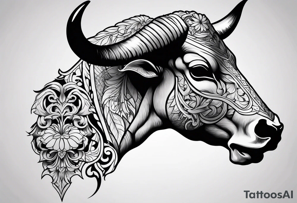 Bull skeleton tattoo idea