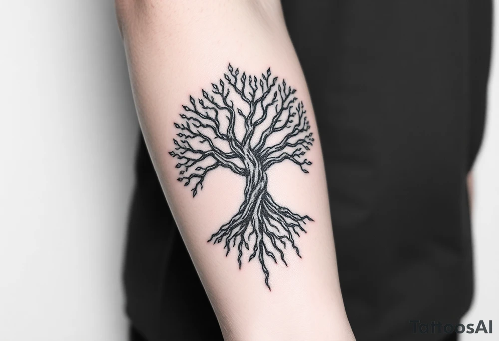 tree of life with cosmic roots and celestial branches tattoo idea