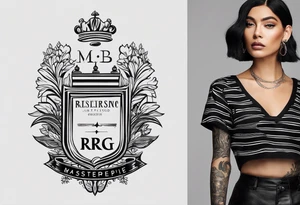 I'm looking for a minimalist logo-style tattoo that consists of the letters 'MRBG'. Keep it simple and not too fancy, just the clean and bold letters arranged in a stylish way. tattoo idea