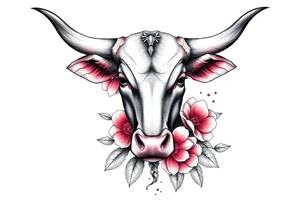 Bull with flowers tattoo idea