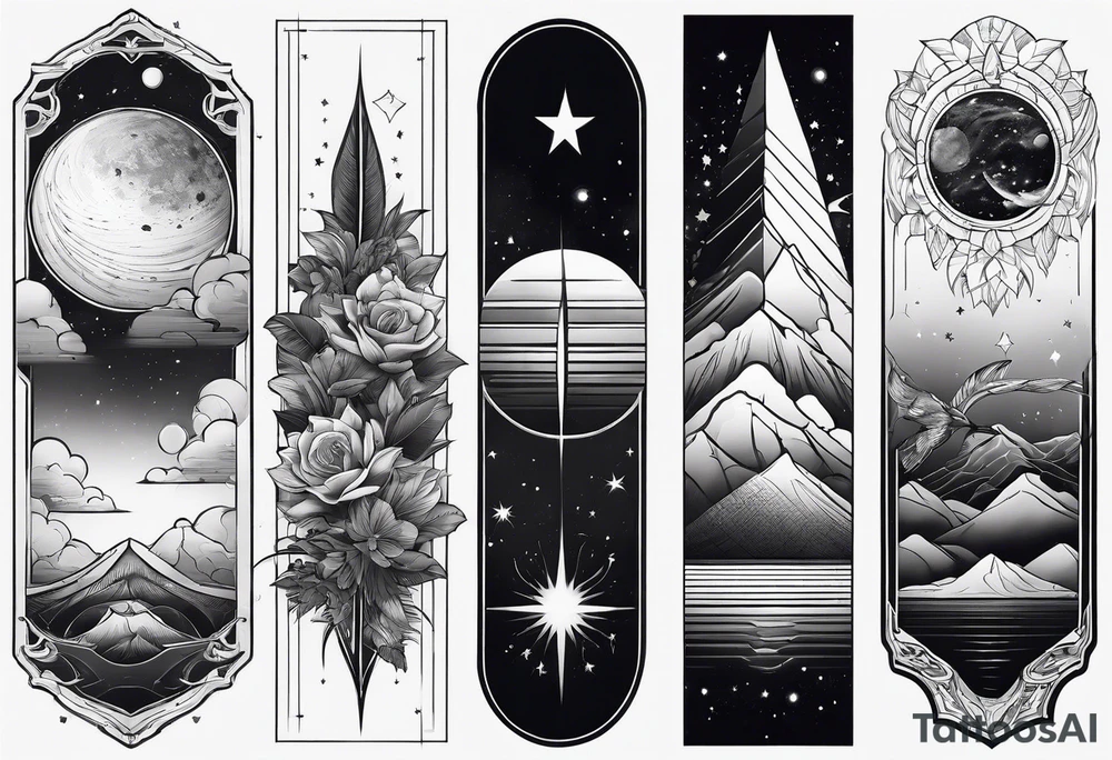 straight line, space, nature, long shaped tattoo idea