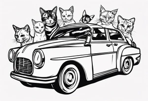 cat in a car tattoo idea