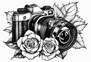 sunflower, camera, flower rose , book tattoo idea