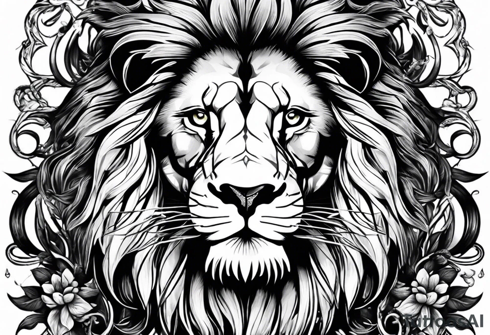 lion with snake hair tattoo idea