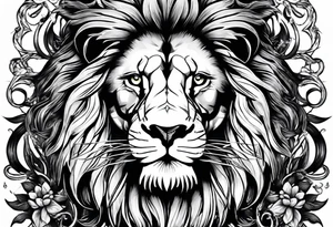 lion with snake hair tattoo idea