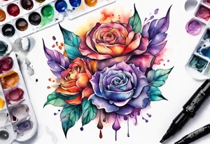 Create a watercolor-style tattoo to cover my chest tattoo. Use a blend of vibrant colors and soft transitions to achieve a beautiful and painterly effect tattoo idea