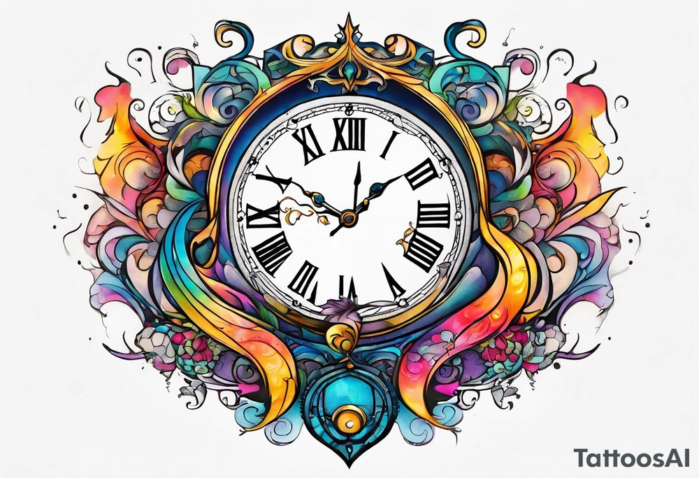 Semicolon chester cat broke clock hour glass tattoo idea