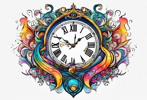 Semicolon chester cat broke clock hour glass tattoo idea