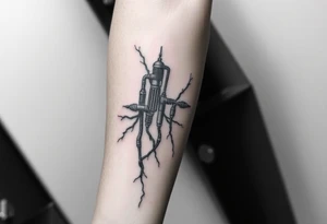 System of pipes that transitions into veins of forearm tattoo idea