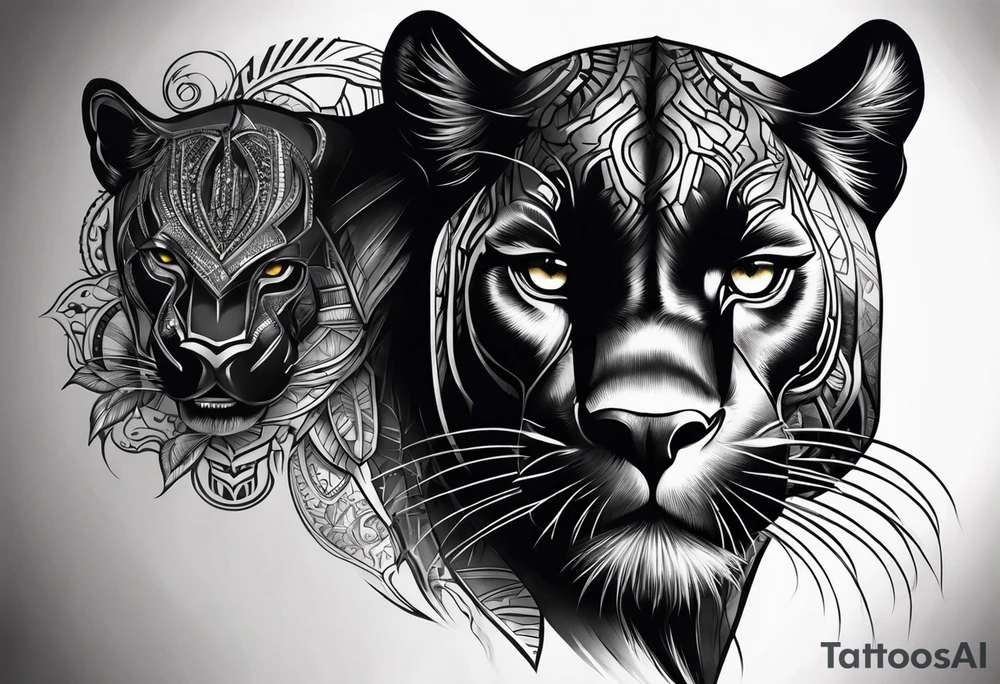 Black panther portrait tattoo idea