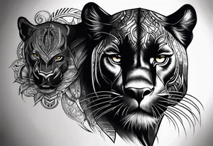Black panther portrait tattoo idea