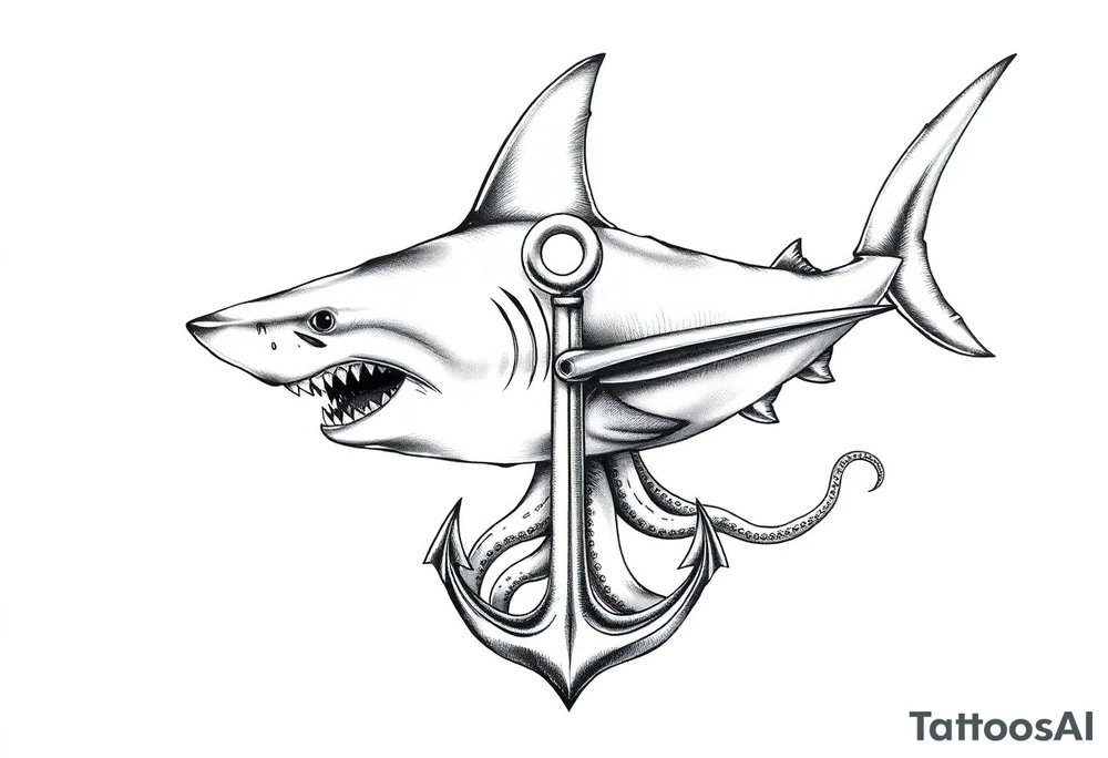 Hammerhead shark,anchor,octopus. tattoo idea