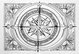 sagittarius symbol with designs for family surrounding it tattoo idea