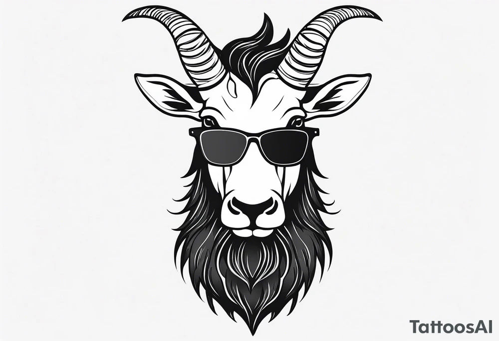 capricorn with beard and sunglasses tattoo idea