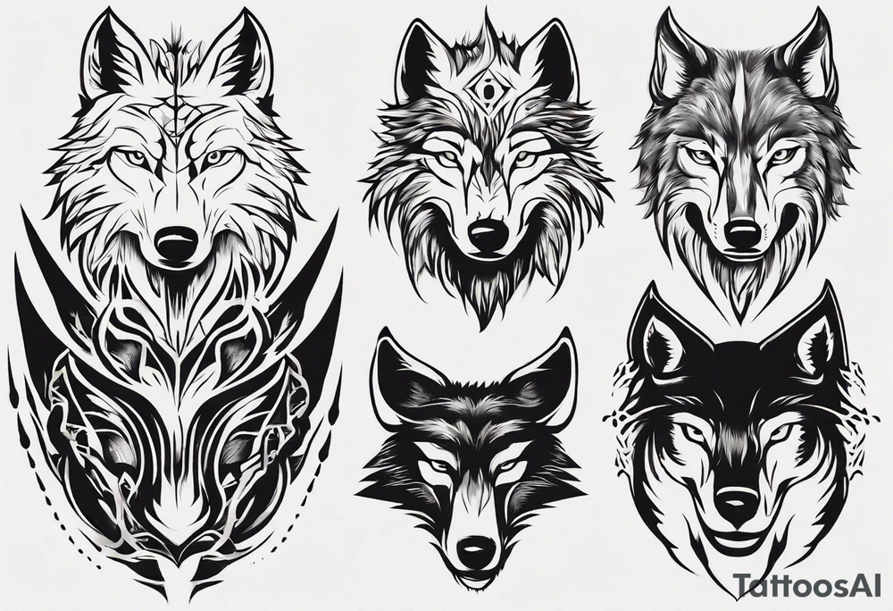 wolf head tattoo idea