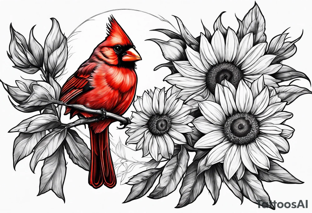 Cardinal sunflower tattoo idea