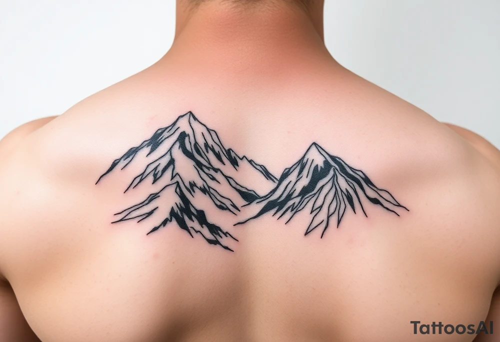 japanese mountains realistic tattoo idea