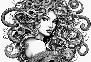 beautiful but mysterious medusa with the serpants clearly showing tattoo idea