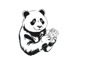 panda counting money tattoo idea