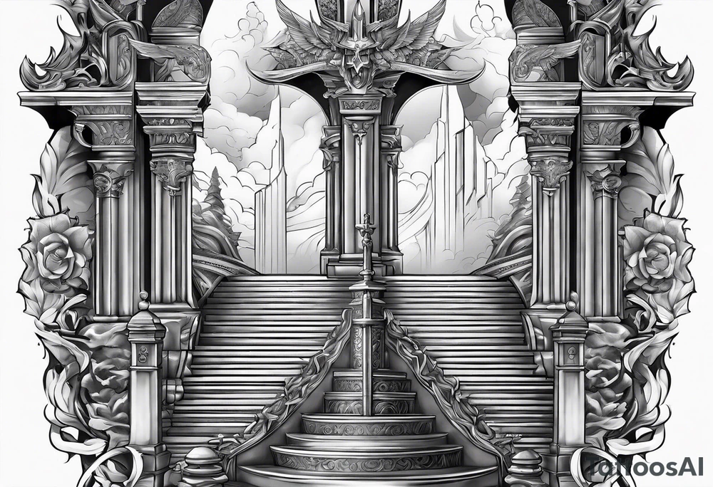 Valhalla sword stairs tattoo idea