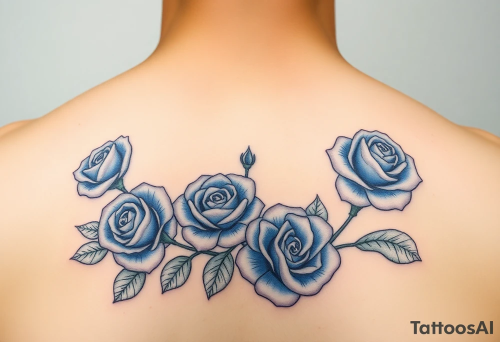 Blue roses, water, cartoon tattoo idea
