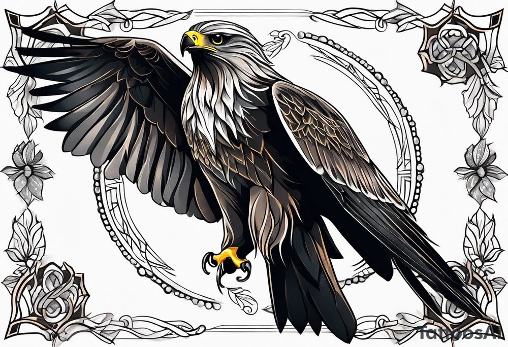 Black kite. Soft. Small. Child like. Environmental elements. Girly. tattoo idea