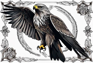 Black kite. Soft. Small. Child like. Environmental elements. Girly. tattoo idea