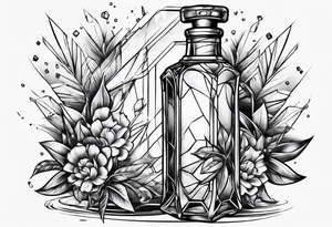 Broken glass bottle tattoo idea