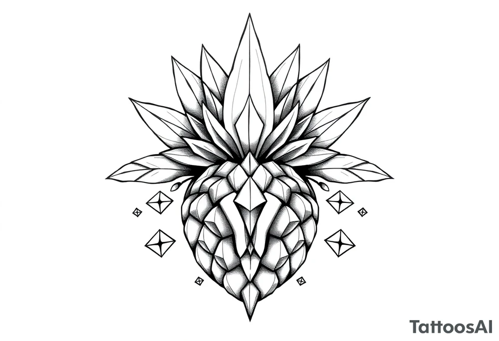 Majestic crown pineapple vagina anus diamonds tattoo idea