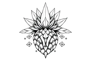 Majestic crown pineapple vagina anus diamonds tattoo idea