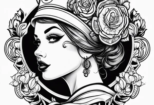 Pinup face nurse tattoo idea