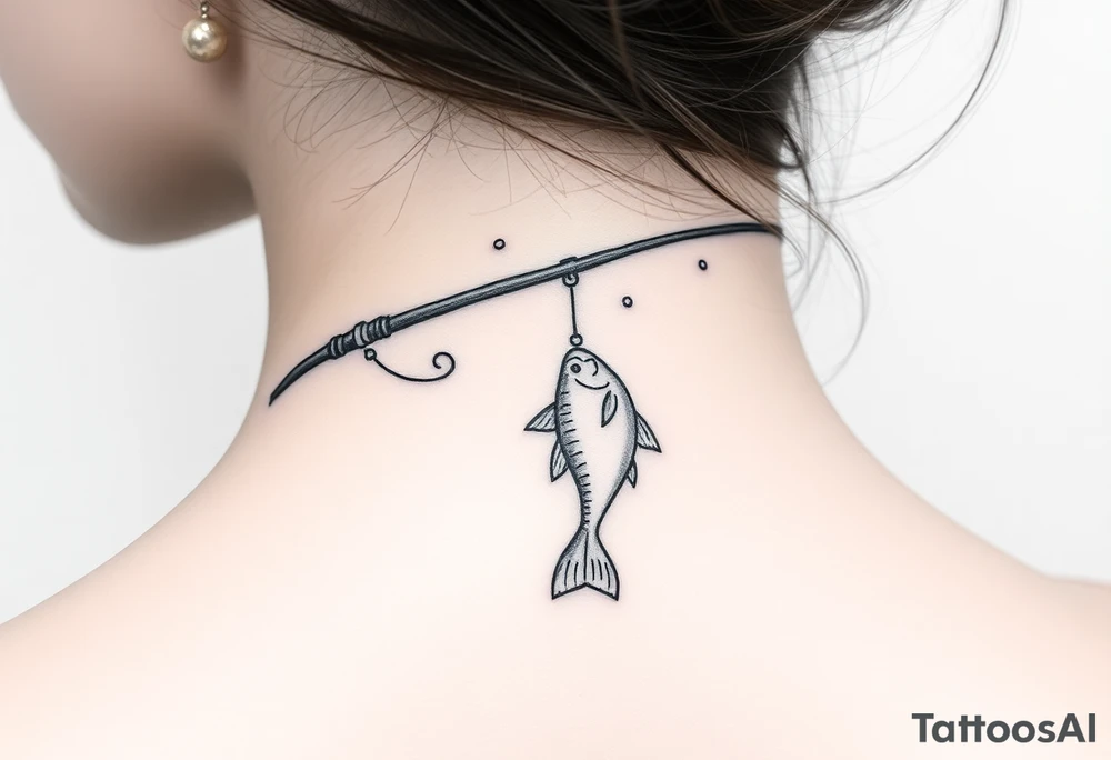 Girly fishing rod with something showcasing South Carolina dangling from it tattoo idea