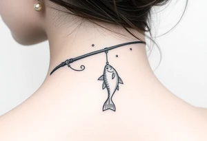 Girly fishing rod with something showcasing South Carolina dangling from it tattoo idea
