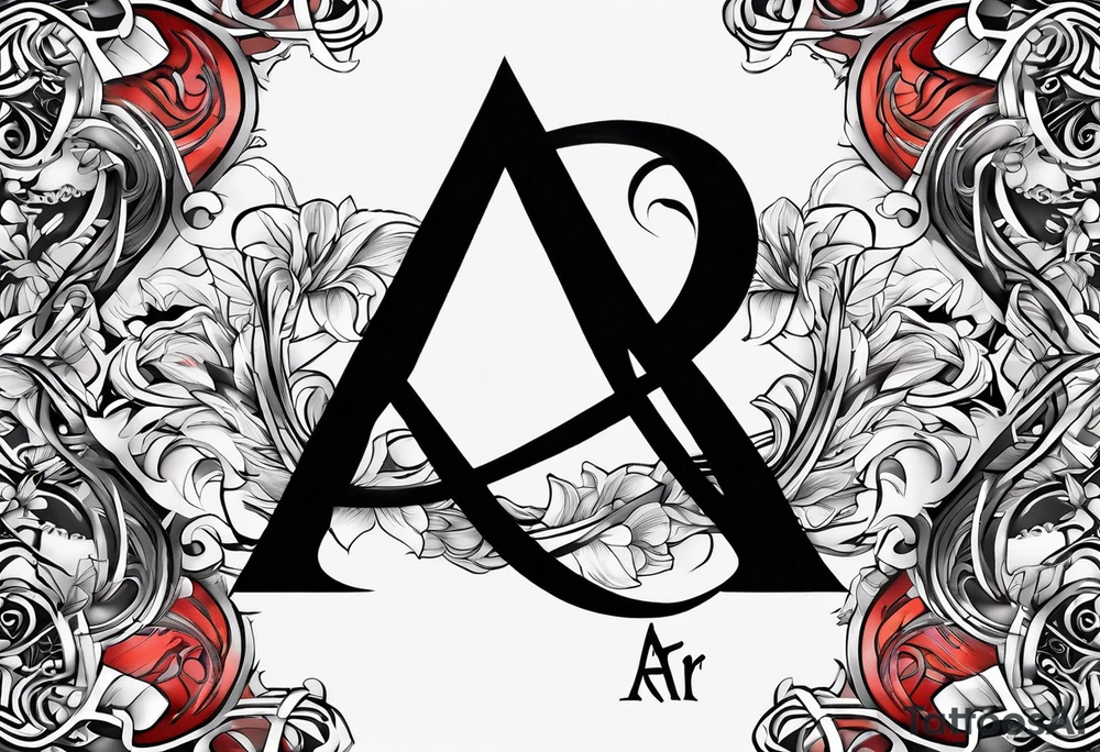the letters A R in the middle of a ninja headband tattoo idea