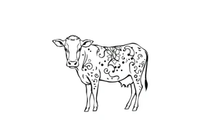 black and white patterned cow tattoo idea